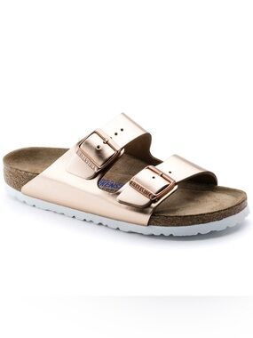 Birkenstock Arizona Soft Footbed Metallic Copper Sandals 39 Narrow NIB